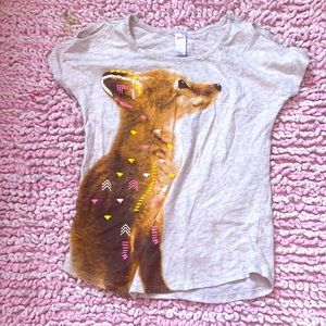 Justice white fox t-shirt M